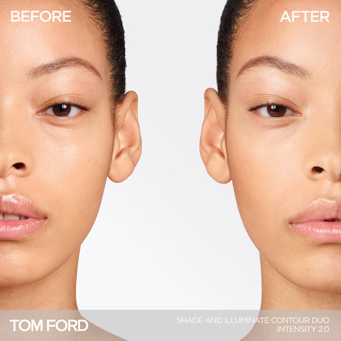 Before and after results of using Tom Ford Shade and Illuminate Contour Duo variant: Intensity 2.0