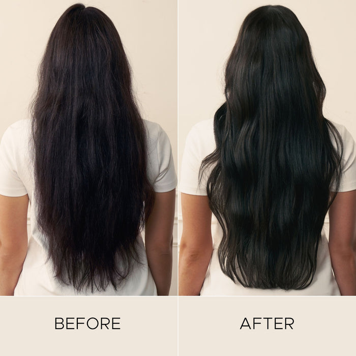 Before and after results of using Christophe Robin Shade Variation Mask Ash Brown