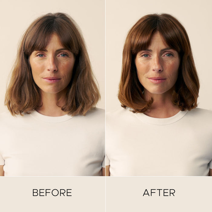 Before and after results of using Christophe Robin Shade Variation Mask Warm Chestnut