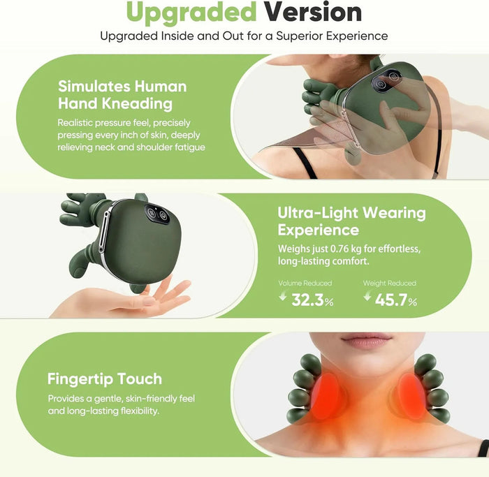 Smart Shiatsu Neck & Shoulder Massager with Heat – Deep Kneading Pain Relief Device