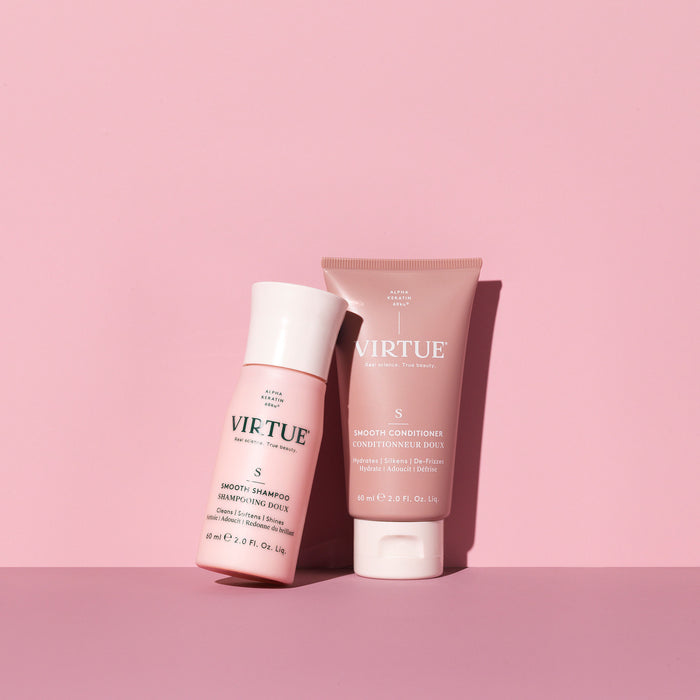 Lifestyle image of Virtue Smooth Conditioner variant: 2 fl oz (Travel)