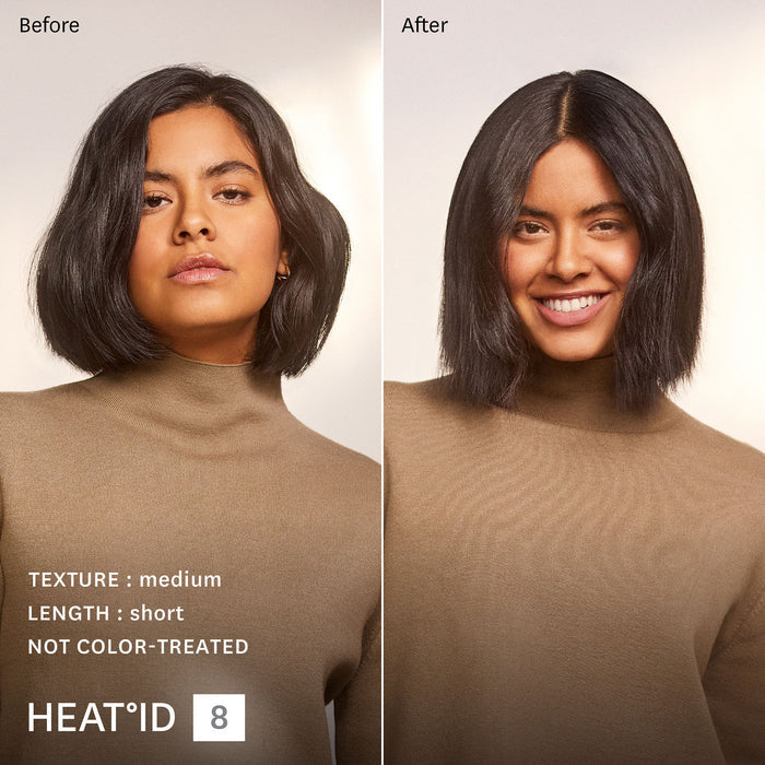 Before and after results of using T3 Smooth ID 1” Smart Flat Iron With Touch Interface