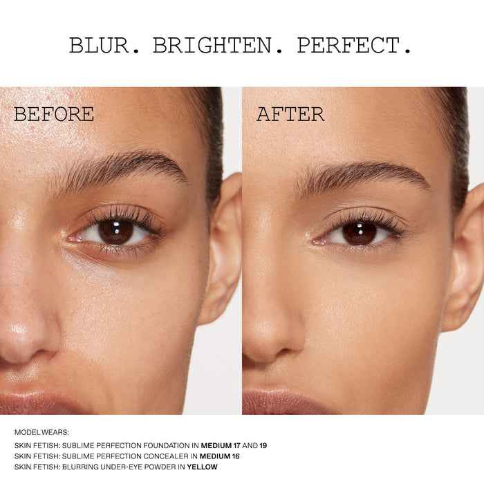 Before and after results of using Pat McGrath Labs Sublime Perfection Blurring Under Eye Powder variant: Yellow