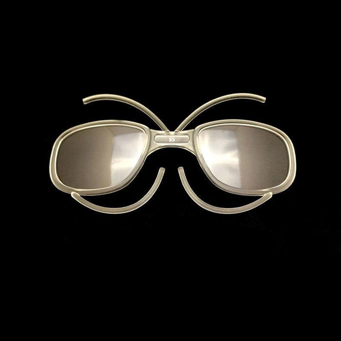 Julbo Eyewear's Sunglass & Goggle Optical Clips for Prescription Inserts are arranged on a black background to create a butterfly shape. #color_junior-goggle-optical-clip-for-prescription-inserts