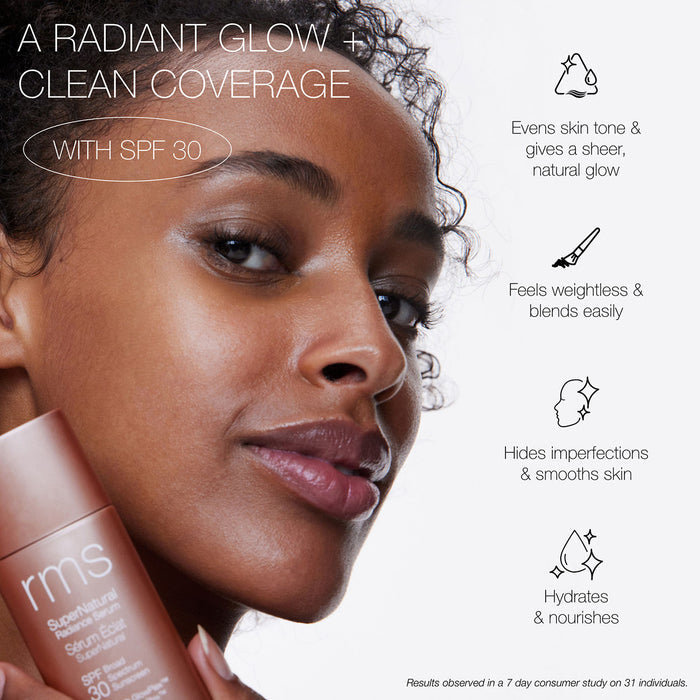 Model image of RMS Beauty SuperNatural Radiance Serum Broad Spectrum SPF 30 variant: Light Aura