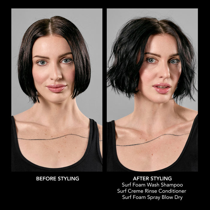 Before and after results of using Bumble and Bumble Surf Creme Rinse Conditioner