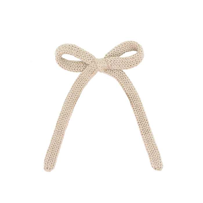 Sweater Bow - Tan Knit Sash Clip