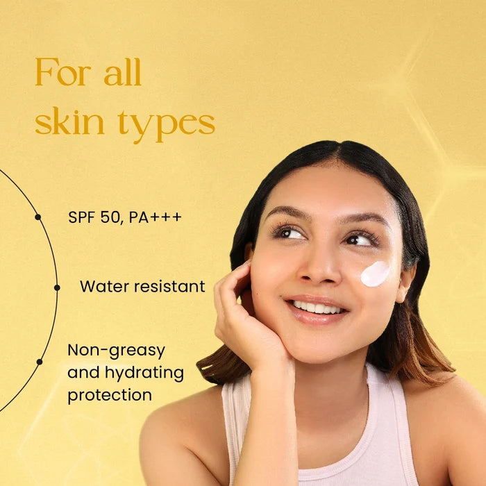 total care gel sunscreen for all skin type with spf 50, pa+++, water resstant, non-greasy and hydrating protection.