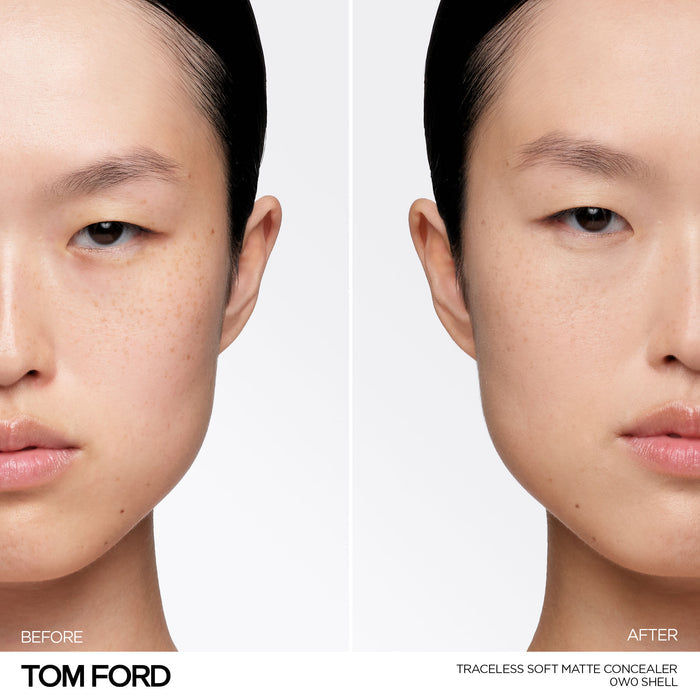 Before and after results of using Tom Ford Traceless Soft Matte Concealer variant: 0W0 Shell