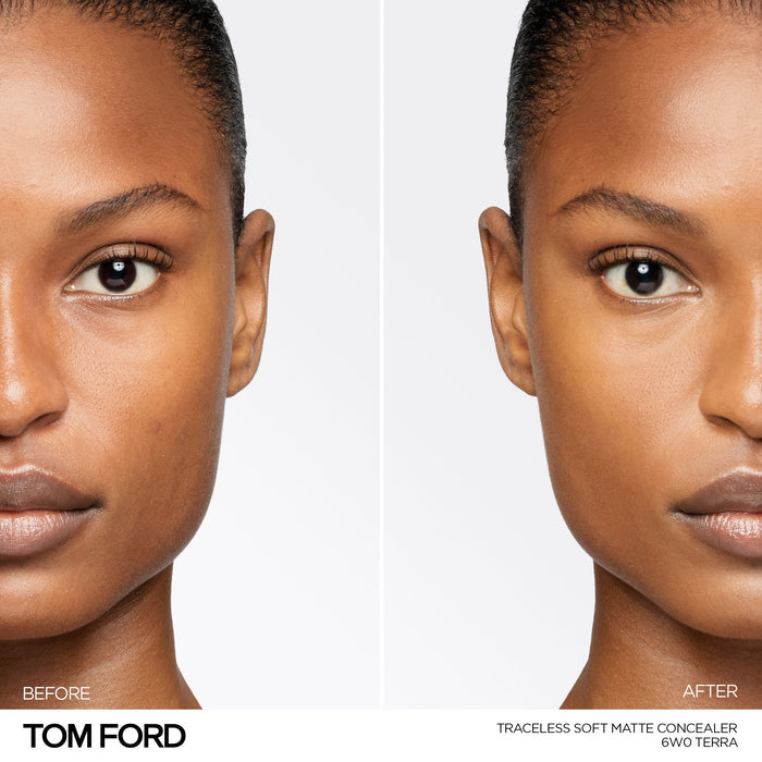 Before and after results of using Tom Ford Traceless Soft Matte Concealer variant: 6W0 Terra