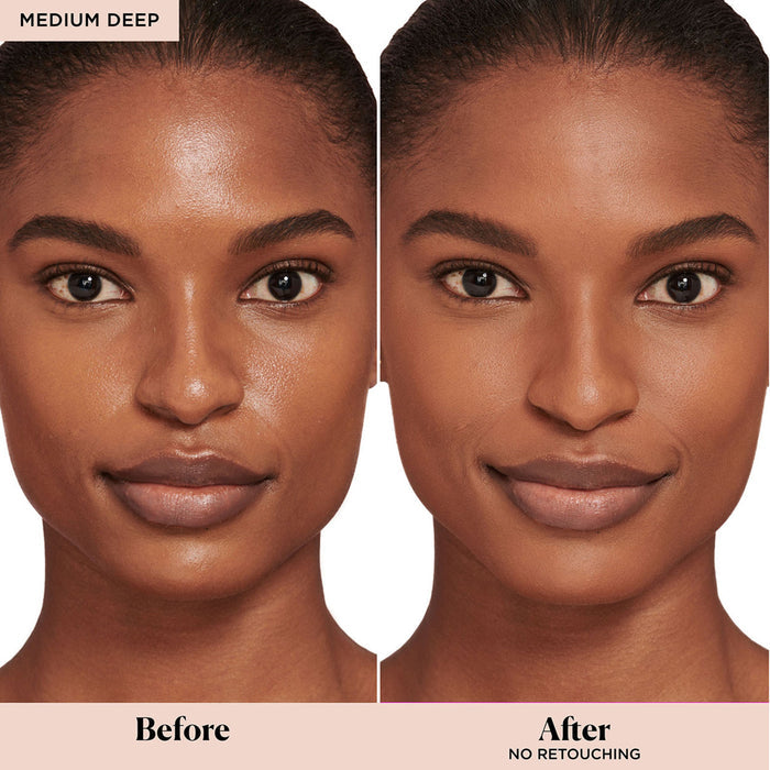 Laura Mercier Translucent Loose Setting Powder Mini Color/Shade variant: Medium Deep before and after image 2 . This product is for deep complexions