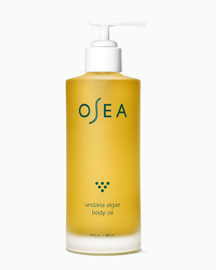 Undaria Algae Body Oil 9.6 oz bottle on white background for ecommerce purchase view