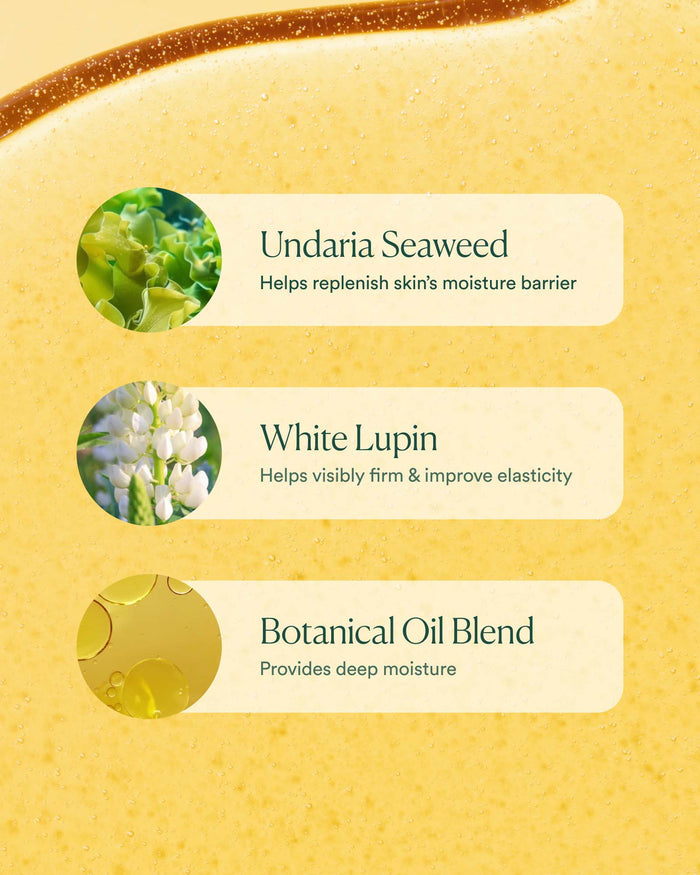 Model using Undaria Algae Body Oil to enhance smooth, luminous skin