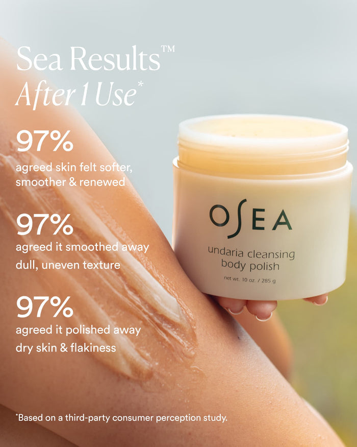 Clinical results claim: 97% agreed skin felt softer, smoother, renewed after one use of Undaria Cleansing Body Polish