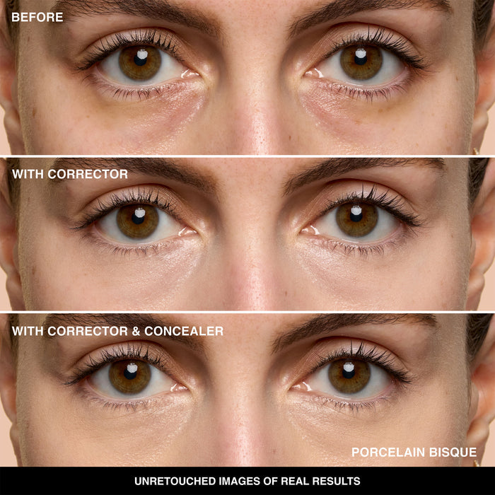 Before and after results of using Bobbi Brown Under Eye Corrector variant: Porcelain Bisque