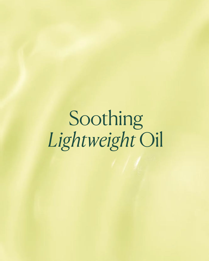 Texture shot with “Soothing Lightweight Oil” text overlay