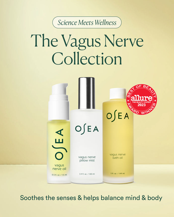 Vagus Nerve Collection lineup including Vagus Nerve Oil, Pillow Mist and Bath Oil