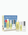 OSEA Vagus Nerve Travel Set box with bath oil, rollerball oil, and pillow mist including award badge