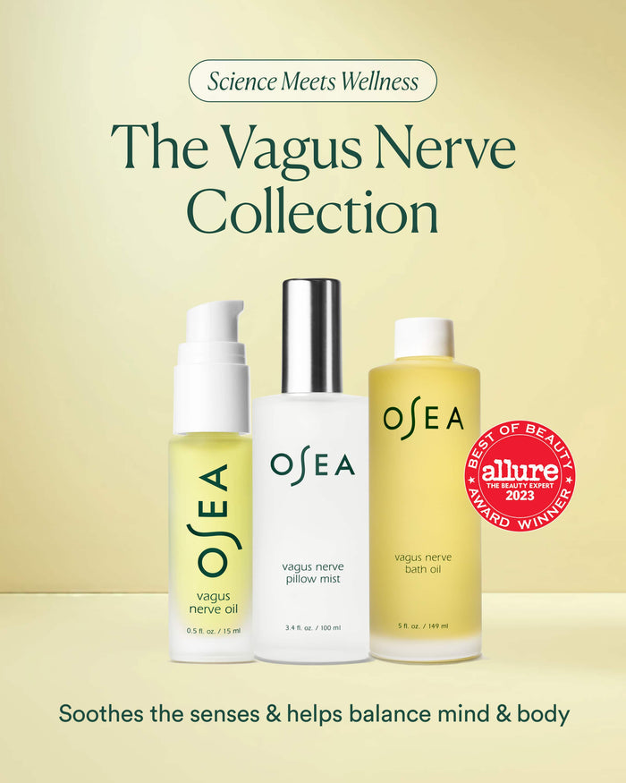 OSEA Vagus Nerve Collection with 'Allure' award on a beige background