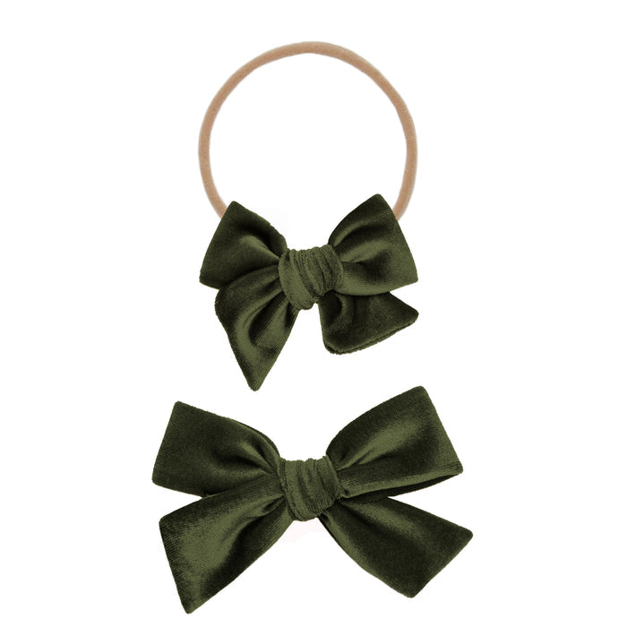 Velvet - Olive Bow
