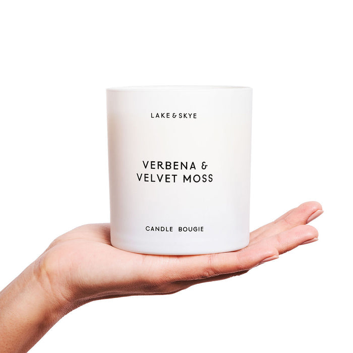 Model image of Lake & Skye Verbena and Velvet Moss Candle
