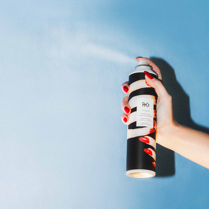 Swatch image of R+Co Vicious Strong Hold Flexible Hairspray