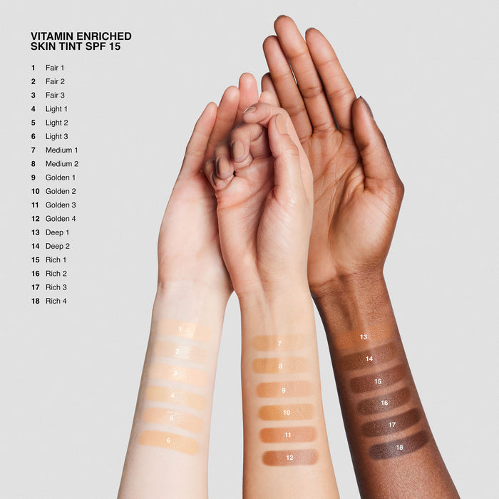 An arm swatch of Bobbi Brown Vitamin Enriched Hydrating Skin Tint SPF 15 with Hyaluronic Acid variant: Rich 1