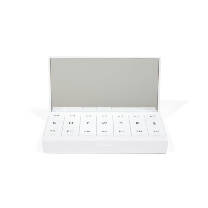 Image of an open Port and Polish White AM/PM Pill Box