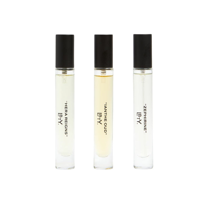 Image of an open Liberty LBTY. Woody Eau De Parfum Discovery Set